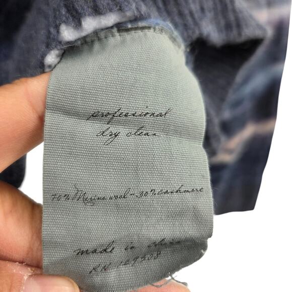 RAQUEL ALLERGRA SZ 2 MERINO WOOL CASHMERE DISTRESSED KNIT LONG SLEEVE SWEATER - Picture 4 of 5